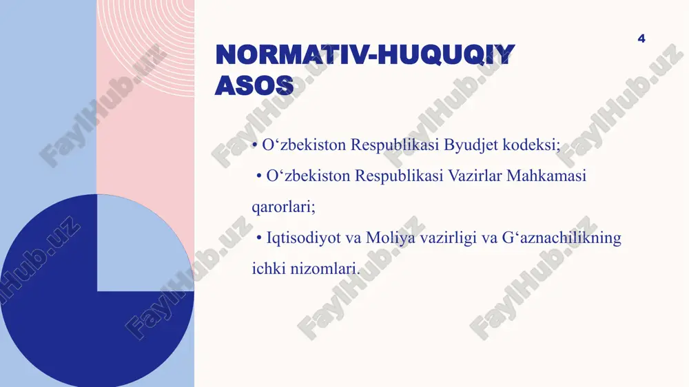 o‘zbekiston respublikasi budjet tizimi budjetlarining g‘aznai jarayonini nazorat qilish - Page 4