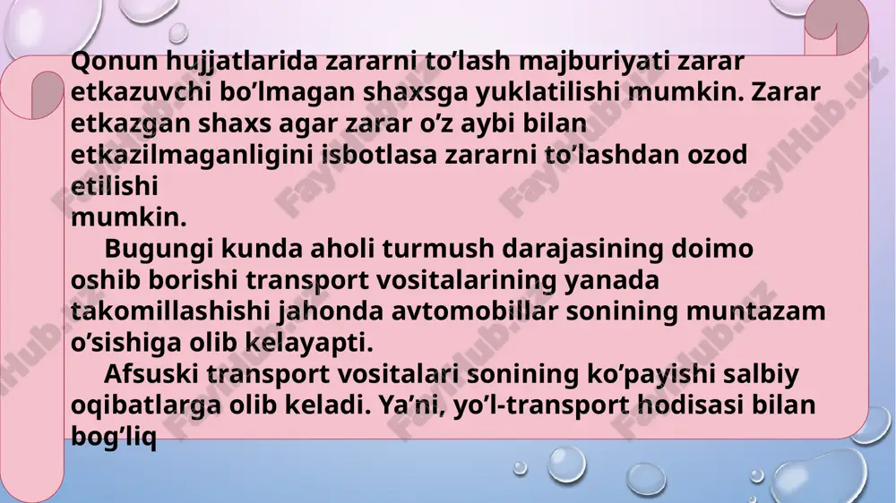 sug’urtalovchilar annuitetlar shartnomasi bo’yicha sug’urtalovchilar sifatida ish ko’rishlari mumkin. yuqorida ko’rsatilgan sug’urta sub’ektlarining majburiy sug’urtaning ushbu turini amalga oshirish chog’ida o’zaro munosabatda bo’lish tartiblari va shartlari qonunda belgilab qo’yilgan. sug’urta sub’ektlari o’zaro munosabatlari tartibi va shartlari majburiy sug’urtalashning ish mexanizmini tashkil etadi. ish beruvchining fuqarolik javobgarligini majburiy sug’urtalash jarayonini shartli ravishda ikki bosqichga bo’lish mumkin. birinchi bosqich majburiy sug’urta shartnomasi imzolangan paytdan sug’urta hodisasi sodir bo’lgan kun yoki majburiy sug’urta shartnomasi tugagan sanagacha davom etadi. ikkinchi bosqich majburiy sug’urta shartnomasi bo’yicha sug’urta hodisasi yuzaga kelgan paytdan boshlanadi. ish beruvchining fuqarolik javobgarligini majburiy sug’urtalashda sug’urta mukofoti quyida keltirilgan formulalar orqali aniqlanadi: shartnoma 1 yil muddatga tuzilganda: smq = ss x ybs x stk / 100 shartnoma 1 yildan kam muddatga tuzilganda: sqm = ss x ybs x stk / 100 / 365 x k bu erda: smq – sug’urta mukofoti qiymati; ss – sug’urta summasi; ybs – yillik bazaviy stavka; stk …