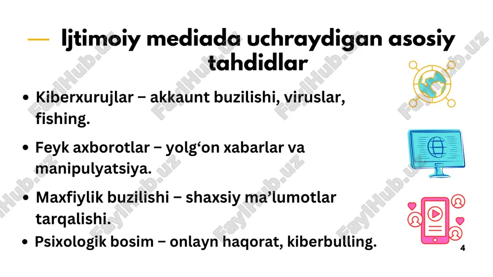 ijtimoiy mediada tahdidlar, xurujlar va xavf-xatarlar - Page 4