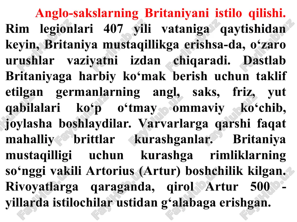 ularga sud immuniteti xuquqini ham taqdim etgan. kerllar qirol hisobiga harbiy xizmat o‘tashlari, mudofaa inshootlari, ko‘priklar qurishda, yo‘llarni ta’mirlashda qatnashishlari lozim bo‘lgan. qirolning o‘z yaqinlari yoki cherkovga soliq yig‘ish huquqini taqdim etishi, dexqon folklendini erkin mulk bo‘lib qolishi imkoniyatidan maxrum etadi. qirol in’omlari qishloqlarda ajoyib vaziyatni vujudga keltirgan: dehqonlar o‘z yerlariga egalik qilayotgan bir paytda, shu yerning o‘ziga yana bir shaxsga yorliq, boklend berilib, uni olgan kishi dexqondan yer uchun to‘lovlar talab qilishdan tashqari, uni sud qilish, jarima solish, jazoga tortish, nazorat etish xuquqlarini olgan. shu tariqa, bir yerning o‘zi dehqon uchun folklend, in’om olgan kishi uchun boklend bo‘lgan. ayni paytdan dehqon folklendi qaram yer egaligiga, boklend esa ortiqcha maxsulotni talab qilib olishi, dehqonlar ustidan iqtisodiy usullar bilan xo‘jayinlik qilish imkonini beruvchi senor mulki ko‘rinishini oladi. yillar o‘tib, boklend egasi dexqonni yanada ko‘proq qaram etib, soliq va to‘lovlardan tashqari barshina (ishlab berish) xam talab qila boshlaydi. folklend - britaniyada anglosaksonlar …