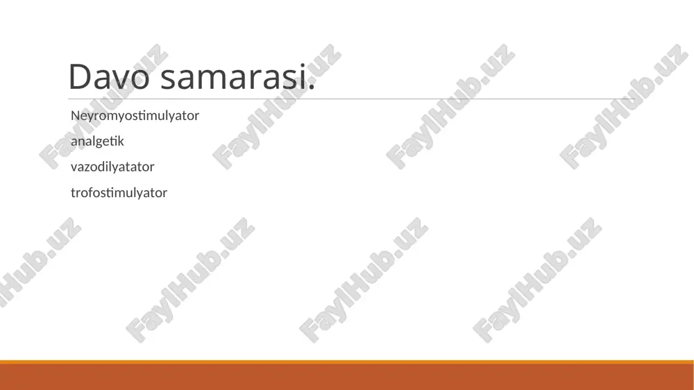 salliklari (kauzalgia, neyromiozit, nevralgiya, lyumbago, radikulit, simpatalgiya), tayanch-harakat tizimi o’tkir travmatik zararlanishi (boylamlar zararlanishi, lat yeyish, chiqish, mialgiya,tendovaginit, periartrit, mushak atrofiyasi, epicondilit), bo’g’im kasalliklari, bexterev kasalligi, birlamchi mushak atrofiyasi, suyak sinishi, jismoniy kamharakatlik, alimentar-konstitutsional semizlik, qomatning buzilishi natijasida cho’zilgan immobilizatsiya tufayli ikkilamchi mushak atrofiyasi. qarshi ko’rsatma. ichki organlarning o'tkir va o’tkirosti yallig'lanish kasalliklari, o't toshlari va urolitiaz, elektr tokiga yuqori sezuvchanlik, psixoz, tarqoq skleroz, varikoz kasalligi. parametrlar. jarayonni bajarish uchun past chastotali modullangan toklarning 2-9,5 khz chastotali, (0-250 hz) chastotali va amplitudali modullangan uzatmalar qo'llaniladi. foydalaniladigan apparatlar "stimul 1 ", “ems 30-3”, "miovolna", "mio-ton", "stimul 2" (rossiya), shuningdek past chastotali bi-va monopolyar impulslarni bir qator modulyatsiya qilingan toklarni yaratishga imkon beradigan, ko'p funksiyali o’rta ( " med-kombi") va yuqori ( "eleskulap-2", duo, endomed, intellect-advanced, physys, physyodin) klass-kombayn qurilmalar ishlatiladi. ko'p kanalli mioelektrostimulyatsiya uchun ko'p kanalli «esma», «galatea» va boshqalar qo'llaniladi. yuz va qo'l mushaklari uchun tok kuchi 3-5 ma va …