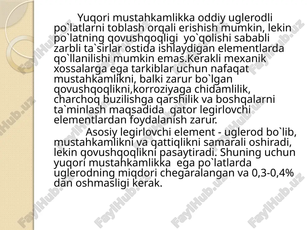 yuqori mustahkamlikka egabo`lgan po`latlar - Page 4