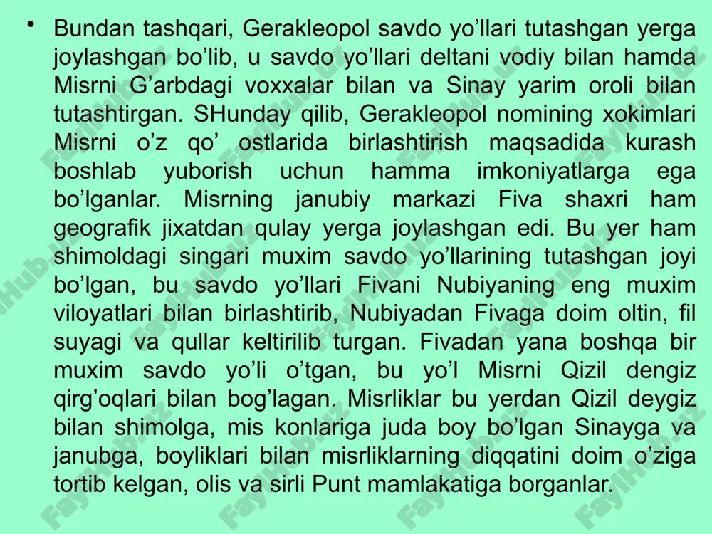 ’rt marta urush qilib borib, uni butunlay o’ziga buysundirgan. senu­sert iii nubiyani to ikkinchi ostona viloyatigacha o’ziga bo’ysundirish bilan birga, bu yerda bir necha misr qal’alari xam qurdirgan; bu qal’alarning harobalari semnada, kummada va yana boshqa bir qancha joylarda xozirgacha saqlanib qolgan bo’lib, o’sha davrda misrda qal’a qurish san’ati qanday rivoj topganligini ravshan ko’rsatadi. bu qal’alar misr davlatining janubiy chegaralarini dushmandan ximoya qilish va nubiyaliklarning misrga qarashli yerlarga lashkar tortib kelishiga yo’l qo’ymaslik maqsadida qurilgan. janubiy chegara ostonlaridan topilgan yozuvlarda senusert iii o’zining nubiyada erishgan g’alaba va qilgan istilolari, misr davlatining yangi chegarasini o’rnatib, uni ancha janubga surganligini e’lon qilgan. nom zodagonlari bilan munosabatlar. fiva fir’avnlari tomonidan misrning birlashtirilishi zodagonlarining birlashtirishdan avvalgi olag’ovur davrda juda oshib ketgan qudratiga putur yetkazgan. lekin nomarxlar xali xaqiqiy xokimiyatni o’z qo`llarida saqlab qolganlar. o’sha davrdagi quldor aristokratiya namoyandalari, ayniqsa viloyatlarning xokimlari tomonidan bino qilingan maqbaralarning devorlarida ularning mol-mulklari tasvirlangan. qishloq jamoalarining tabaqalarga ajralganligiga shu …