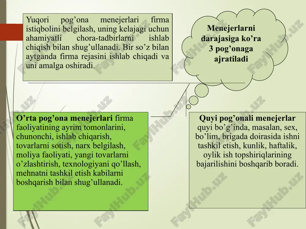 nlaridan foydalanish kerak. rahbar haqiqiy ahvolga qarab ish tutishi va bo’ysinuvchilarning o’ziga xos shaxsiy xislatlarini hisobga olib muomala qilishi kerak rahbar fazilatlari to’g’risida gippokrat fikrlari fazilat - bu ijobiy xislat, yaxshi sifat yoki xususiyatdir. kishilarda fazilatlarning turlicha bo’lishi hamda har xil xulq-atvorlar insonning badanida aylanib yuradigan suyuq moddalarga ko’p jihatdan bog’liq ekanligi tajribada kuzatilgan. qadimgi tibbiyotning yirik namoyandasi gippokratning inson badanida qon asosiy o’rinni ishg’ol etsa, bunday odam harakatchan, engil bo’ladi, taassurotlarning almashinishiga tez ko’nikib keta qoladi, o’z atrofida sodir bo’layotgan voqealarga darhol va ishtiyoq bilan aralashadi, degan fikri bejiz emas. mana shu xil kishilarni gippokrat sangviniklar (xushchaqchaq kishilar) deb atagan. bu lotincha "sangvinis", ya'ni "qon" degan so’zdan kelib chiqqan. sangviniklar tuyg’u (jo’shqin) xususiyatlari bilan ajralib turadi. ular yangi kishilar bilan tez til topishadigan; bir ish turidan ikkinchi ish turiga tezda ko’nikadigan; bir turda bajariladigan ishlarni yoqtirmaydigan; yangi sharoitga osonlik bilan o’rganadigan; xushchaqchaq; harakatlari shiddatli; nutqi tez; kelajakka ishonch bilan …