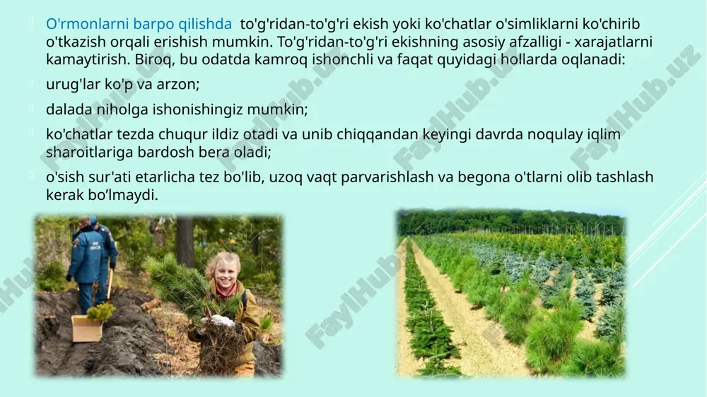 llanilishi kerak, chunki quruq qoldiqlar yuqori c:n nisbatiga ega. biroq, nitratlarning chiqarilishiga yo'l qo'ymaslik uchun, karbamid imkon qadar sirtga berilmaslik kerak. olingan o’simlik qoldiqlarni boshqa maqsadlarda emas, balki chorvachilikda ishlatish ko'p joylarda ozuqa sifatida ishlatilishi mumkin bo'lgan o'simlik qoldiqlaridan tom yopish, hunarmandchilik va hokazolardan foydalanish bo'yicha raqobat mavjud. qoldiq hayvonlarning ozuqasi sifatida ishlatilsa yoki hayvonlar qoldiqni to'g'ridan-to'g'ri iste'mol qilsa, qoldiqni tozalaydi, go’ng holda qaytariladi agar go'ng dalaga qaytarilmasa, dala organik moddalarning sezilarli darajada yo'qolishiga olib kelishi mumkin. nazorat ostida mol boqish orqali go'ng qiyinchiliksiz dalaga qaytadi. tanzaniya birlashgan respublikasining shimoliy zonasida fermerlar juda ko'p mehnat talab qiladigan bo'lsa-da, yaylov maqsadida foydalanish yoki er qoplami uchun qoldiqlardan foydalanish o'rtasida balansni topdilar. ular hosil o’simlik qoldiqlarining mazali va ta'msiz qismlarga ajratadilar. tuproqni qoplash uchun chorva mollari yemaydigan qismlardan foydalanadilar va ular tuproq uchun oziq-ovqat sifatida ham xizmat qiladilar. tomorqa yaqinida saqlanadigan qoramol va echkilarga mazali qismlarni o’stiradilar. zararkunandalarga qarshi integratsiyalashgan kurash balanslangan …