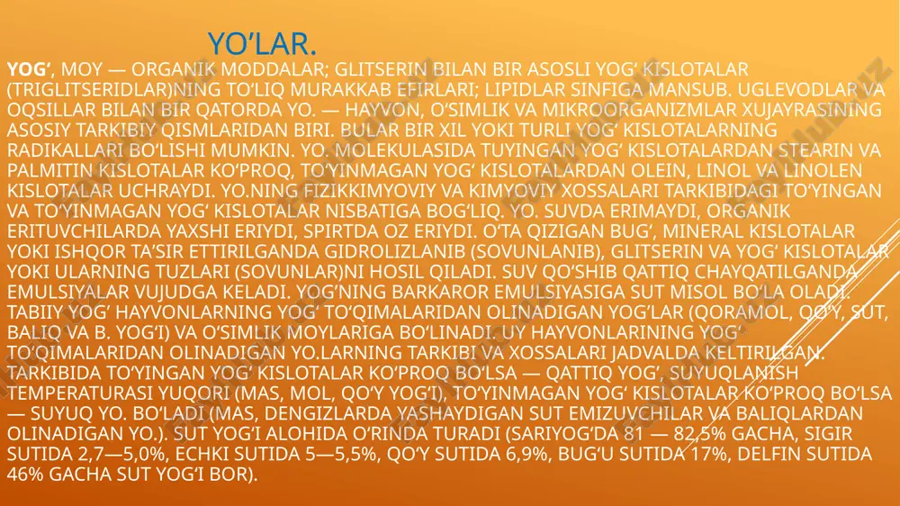 r - bodring, pomidor, karam, qovoq, qovoq, baqlajon, salat, otquloq, ko'katlar, hindibo barglari, qo'ziqorinlar.b) 100 g mahsulotga 10 g gacha uglevodlar - sabzi, piyoz, turp, lavlagi, loviya, sitrus mevalar, rezavorlar, o'riklar, noklar, qovunlar.c) 100 g mahsulotga 10 g dan ortiq uglevodlar - kartoshka, makkajo'xori, no'xat, banan, uzum, ananas, olma, xurmo, anjir.xom va bug'langan shakldagi eng foydali sabzavotlar va mevalar, chunki. ular ko'proq vitamin va minerallarni saqlaydi.uglevodlarni etarli darajada iste'mol qilmasa, yog'lar va oqsillar almashinuvining buzilishi, qonda to'planishi bilan bog'liq muammolar bo'lishi mumkin. zararli mahsulotlar, yog 'kislotalarining to'liq bo'lmagan oksidlanishi, qon shakar darajasini pasaytirish uchun. ko‘pchilik vazn tashlash uchun parhez qilishni boshlab, taomnomadan makaron, kartoshka va unli mahsulotlarni chiqarib tashlashning o‘zi kifoya deb o‘ylaydi. biroq kaloriyasi kam deb hisoblangani bilan tarkibidagi uglevodlar miqdori biz o‘ylaganimizdan ham ko‘proq bo‘lgan mahsulotlar borligini yoddan chiqarmaslik va shunga asosan ratsionni to‘g‘ri tashkil qilish kerak. 1.quritilgan mevalar 2.donli mahsulotlar 3. yogurt 4. sharbat 5. kinoa 6. …