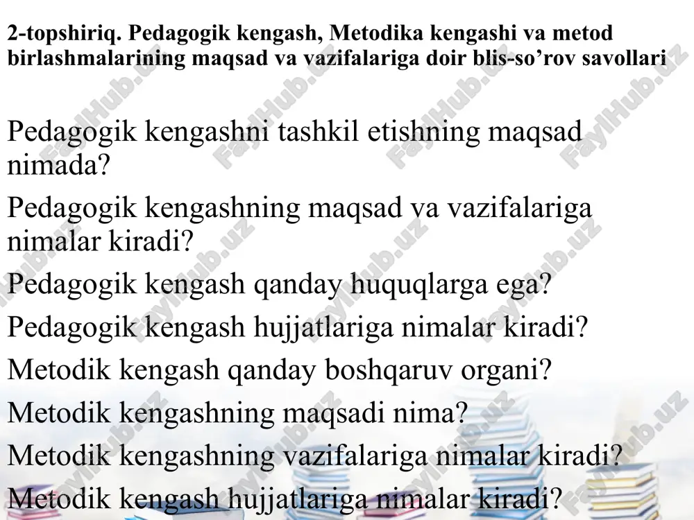 ii jild. “o‘zbekiston milliy entsiklopediyasi” davlat ilmiy nashriyoti. -toshkent, 2012. 7.teaching and learning pedagogy, curriculum and culture by alex moore 2012. 8. pedagogika nazariyasi va amaliyoti. b.x.xodjaev.-toshkent, “sano-standart” nashriyoti, 2017. mashg’ulotdagi ishtirokingiz uchun rahmat!!! image2.jpeg image1.jpeg /docprops/thumbnail.jpeg