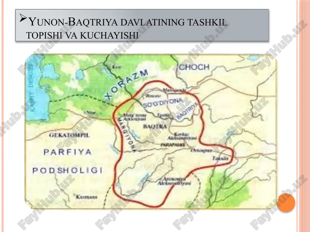 (masalan, diodot 1, yevkradit ii) ham boʻlgan. mil. av. 3-asr oxiri —2-asrning 1-yarmi davlatning eng rivojlangan davri hisoblanadi. mil. av. 2-asr oʻrtalaridan boshlab ichki nizolar kuchayib, inqiroz davri boshlanadi. mamlakat alohida viloyatlarga boʻlinib, mahalliy hokimlar (antimax, menandr, appolodot va boshqalar)oʻz nomidan tangalar zarb qilishgan. yunon-baqtriya davlatining madaniyati,sanoati va me’moriy obidalari avesto, bihistun kitobalari, nakshi rustamdagi kitobalar hamda qad. b. oʻzbekistonda dehqonchilik madaniyati taraqqiy etgan va ilk davlat tuzumi vujudga kslgan qad. markazlardan biri. bu yerda miloddan avvalgi 2 ming yillikniig 1-yarmidayoq oʻtroq dehqonchilik madaniyati mavjud boʻlganligi arxeologik materiallar bilan isbotlangan. b.ning oʻtmishda "ming bir shahar mamlakati" deb atalganligi unda shaharlarning koʻp boʻlganligidan guvoxlik beradi. surxoidaryoning jan. tumanlarida olib borilgan arxeologik tadqiqotlar jarayonida koʻplab shahar harobalari topilgan (qarang ayritom, dalvarzintepa, termiz, xolchayon va boshqalar). tarixiy va arxeologik maʼlumotlarga koʻra baqtriyaliklar belbogʻli koʻylak, cholvor va kuloh kiyishgan, cholvorlarining pochasini uchi yuqoriga qayrilgan etiklarining qoʻnjiga tiqib yurishgan. b.da asosan oromiy yozuvidan va mahalliy …