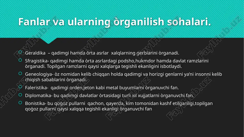 maxsus tarixiy fanlar va uningturlari - Page 4