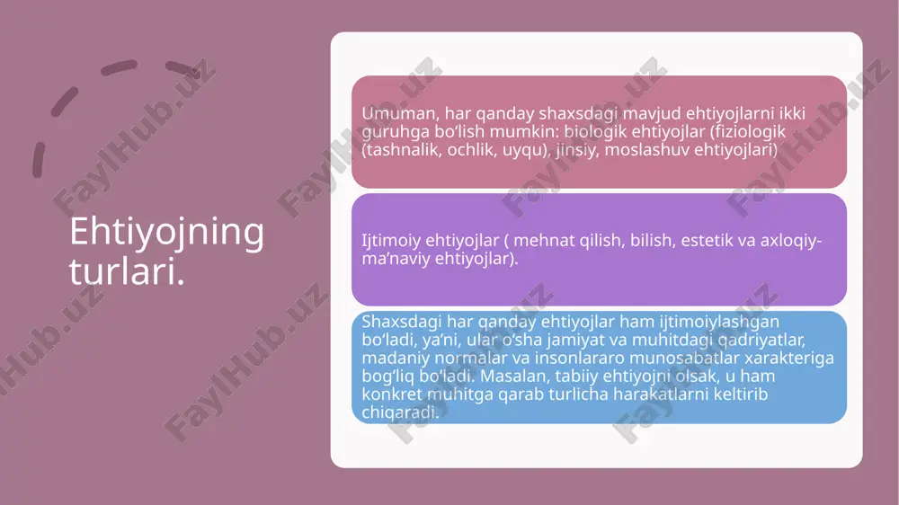 his-tuyg‘ulari (affektiv) va harakatlari (xulq-atvor) orqali namoyon bo‘ladi. hayotda esa bu uch komponent o‘zaro bog‘liq bo‘lib, insonning qarorlariga va xatti-harakatlariga ta’sir qiladi. shaxsning ongi va o‘z-o‘zini anglash muammolari uning faolligi, u yoki bu faoliyat turlarida ishtiroki va uni uddalashi bilan bog‘liq sifatlari orqali bayon etiladi. faollik (lotincha “actus” – harakat, “activus” – faol so‘zlaridan kelib chiqqan tushuncha) shaxsning hayotdagi barcha xatti-harakatlarini namoyon etishini tushuntiruvchi kategoriya. faoliyatning bosqichlari har qanday faoliyat quyidagi bosqichlardan iborat: 1. maqsad qo‘yish – inson biror natijaga erishish uchun aniq maqsad belgilaydi. 2. rejalashtirish – maqsadga erishish yo‘llari ishlab chiqiladi. 3. ijro (bajarish) – faoliyatni bevosita amalga oshirish bosqichi. 4. natijani baholash – erishilgan natija tahlil qilinadi va kelajak uchun xulosalar chiqariladi. faoliyat yo‘naltirilish obyektiga ko‘ra tashqi va ichki turlarga farqlanadi. bunda tashqi faoliyat shaxsni o‘rab turgan tashqi muhit va undagi narsa va hodisalarni o‘zgartirishga qaratilgan faoliyat bo‘lsa, ichki faoliyat – birinchi navbatda aqliy faoliyat bo‘lib, u …