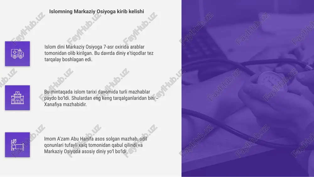 afiya mazhabi asosida ilmlar rivojlangan. bu yerda ko‘plab olimlar yetishib chiqqan va ularning asarlari keng tarqalgan. hanafiya mazhabi adolat va aqlni ustun qo‘ygan. bu yondashuv buxoroda siyosiy, huquqiy hamda ma’naviy hayotga chuqur ta’sir ko‘rsatgan. buxoro – islomiy markaz sifatida markaziy osiyo tarixida islom dini keng tarqalgan bo‘lib, unda ayniqsa xanafiya mazhabi yetakchi o‘rinni egallagan diniy huquqiy maktabdir. movarounnahr ulamolari bu mazhabni rivojlantirib, unga oid ko‘plab asarlar yozgan hamda islom huquqshunosligiga katta hissa qo‘shganlar. ulug‘ mutafakkirlar abu nasr forobiy va burhoniddin marg‘inoniy kabi olimlar hanafiylikni targ‘ib qilib, ilmiy merosni avlodlarga yetkazganlar. movarounnahr ulamolari va hanafiylik markaziy osiyo tarixida islom dini keng tarqalgan davrlarda, hanafiylik mazhabi keng ommalashgan bo‘lib, ijtimoiy hayotga chuqur ta’sir ko‘rsatgan edi. bu mazhab adolatli qonunlar, huquqiy me’yorlar asosida jamiyat barqarorligini ta’minlab, ilmiy va diniy taraqqiyotga keng yo‘l ochib bergan. hanafiylik asosida shakllangan madrasalar, ilmiy markazlar diniy bilimlarni tarqatishda muhim rol o‘ynab, madaniy rivojlanishni ta’minlashda yetakchi kuch bo‘lgan. tamadun …
