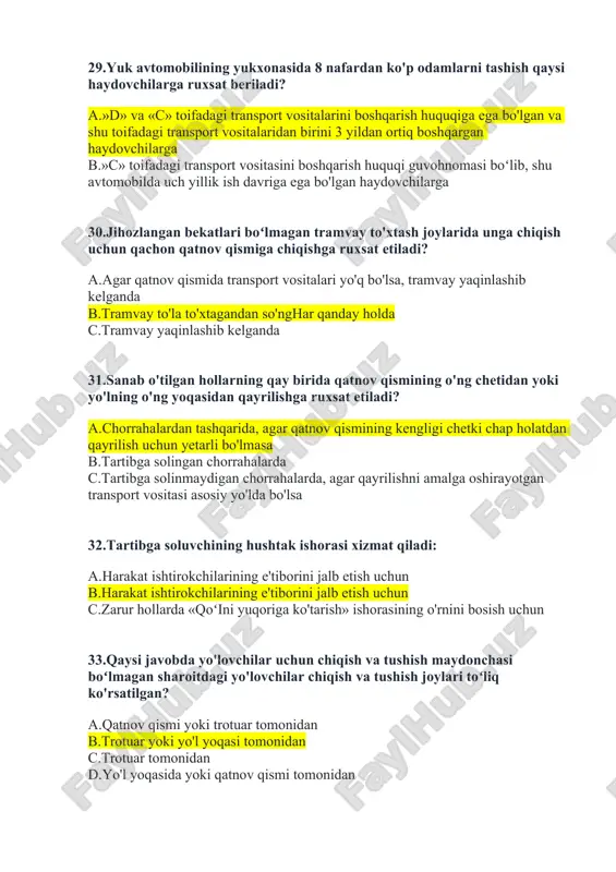 prava uchun imtihon savol javobi. - Page 4