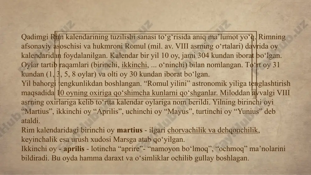 28 yilda bu xatolik bir sutkani tashkil qilardi. xvi asrga kelib yulian kalendari bo‘yicha bahorgi teng kunlik 21 martga emas, balki 11 martga to‘g‘ri kelib qoldi. yulian kalendaridagi xatoliklarni ko‘pgina olimlar, jumladan mirzo ulug‘bek o‘z vaqtida ta’kidlab o‘tgan edi. . . . yulian kalendaridagi xatolikni tuzatish maqsadida 1582 yilda rim papasi grigoriy xiiiboshchiligida kalendar islohoti o‘tkaziladi. natijada, yangi bugungi kunda dunyoda ishlatib kelinayotgan grigorian kalendari tuziladi. grigorian kalendarining uzunligi 365,24 sutkaga teng va tropik yildan 0,000304 sutkaga farq qiladi. bu 3300 yilda bir sutkani tashkil qiladi. tarixda grigorian kalendaridan ham aniqroq kalendarlar mavjud. shunday kalendarlardan biri 1079 yilda tuzilgan umar xayyom kalendaridir. miloddan avvalgi 8 yilda imperator oktavian avgust kalendar islohotini o‘tkazdi. chunki bu davrda (sezarning vafotidan keyin) rimdagi kalendar bo‘yicha mas’ul kohinlar kollegiyasi yilni hisoblashda xatolikka yo‘l qo‘yib kelinmoqda edi. ular to‘rtinchi yilni emas, balki uchinchi yilni kabisa yili qilib hisoblaydilar. natijada kalendar yili tropik yildan ancha orqada qolib …
