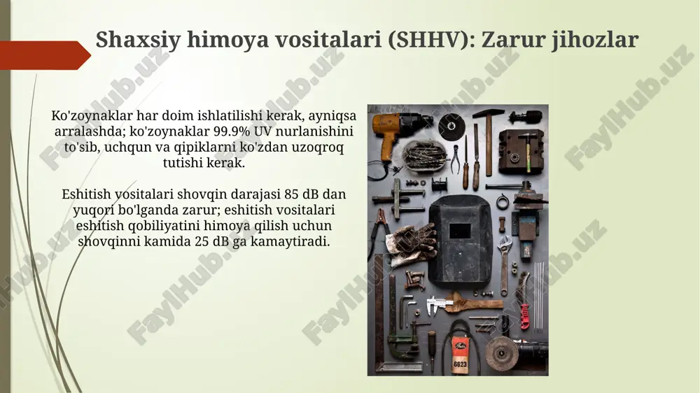 am tekshiring va almashtiring. nafas olish himoyasi uchun n95 niqobi kamida 95% havoda uchuvchi zarrachalarni filtrlashi kerak, mahkam o'rnashishini tekshiring. favqulodda vaziyatlarda harakatlar rejasi favqulodda vaziyatda birinchi navbatda 112 raqamiga qo'ng'iroq qiling va aniq manzil, vaziyat turi hamda jabrlanganlar soni haqida batafsil ma'lumot bering, bu tezkor yordam uchun muhim. yong'in sodir bo'lganda, darhol o't o'chirgichni ishlating (agar foydalanishni bilsangiz), lekin o'zingizni xavfga qo'ymasdan. agar yong'in katta bo'lsa, binodan zudlik bilan evakuatsiya qiling. xavfsizlik bo'yicha savollar va javoblar savol: mashinadan foydalanishdan oldin texnik ko'rikdan o'tish kerakmi? javob: ha, har doim texnik ko'rikdan o'ting, ayniqsa 10-15 daqiqa avval mashinaning ishlashiga ishonch hosil qilish uchun. savol: ko'zoynaklar va niqob kiyish zarurmi? javob: albatta, ko'z va nafas yo'llarini himoya qilish uchun har doim ko'zoynaklar va niqob kiying, ayniqsa chang miqdori 50-60 ppm dan yuqori bo'lganda. e'tiboringiz uchun rahmat image1.jpg image2.jpg image3.jpg image4.jpg image5.jpg image6.jpg image7.jpg image8.jpg image9.jpg image10.jpg image11.jpg image12.jpg image13.jpg image14.jpg