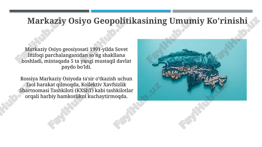 do aylanmasini 50 foizga oshirish orqali barqaror rivojlanishni ta'minlaydi. yangi geosiyosiy tendensiyalar o'zbekistonning transport-logistika imkoniyatlarini kengaytirish, xususan, “shimol-janub” transport koridorida ishtirokini faollashtirishni talab etadi. e'tiboringiz uchun rahmat image1.png image2.jpg image3.jpg image4.jpg image5.jpg image6.jpg image7.jpg image8.jpg image9.jpg image10.jpg image11.jpg image12.jpg image13.jpg image14.jpg image15.jpg