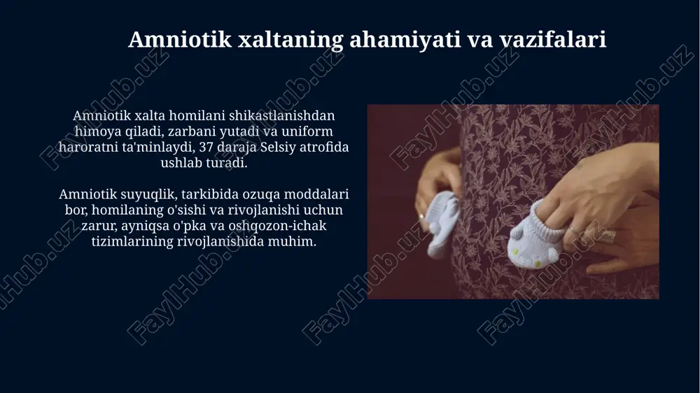 i u ayolga dam olish va nafas olish texnikalarini eslatib turadi. sheriklikdagi tug'ruqning afzalliklari sheriklikdagi tug'ruq 34% gacha kam og'riq hissini beradi, chunki sherik massaj, nafas olish texnikasi va emotsional qo'llab-quvvatlash bilan yordam beradi. sheriklikdagi tug'ruq, ayniqsa, 25-35 yoshdagi ayollar uchun muhim, chunki ular tug'ruq jarayonida 40% gacha ko'proq ishonch his qilishadi. sheriklikdagi tug'ruqqa tayyorgarlik sheriklikdagi tug'ruqqa tayyorgarlikda sherikning roli: massaj texnikasi, nafas mashqlari va emotsional qo'llab-quvvatlash orqali tug'ruq jarayonini yengillashtirishga qaratiladi. tug'ruq jarayonida sherik bilan hamkorlik treningi 2-3 marta qatnashish, sheriklarga tug'ruqning bosqichlari va tug'ruq paytida qanday yordam berishni o'rgatadi. e'tiboringiz uchun rahmat image5.png image6.jpg image7.jpg image8.jpg image9.jpg image10.jpg image11.jpg image12.jpg image13.jpg image14.jpg image15.jpg image16.jpg image17.jpg image18.jpg image19.jpg image20.jpg image21.jpg image22.jpg image1.jpeg