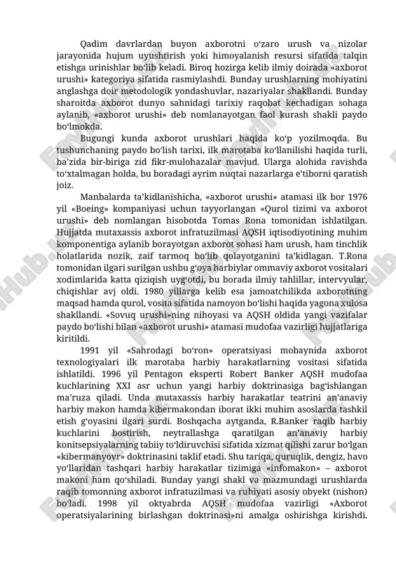et orqali katta biznesga aylandi. diniy va ma’naviy ehtiyojga mos keladigan barcha narsani sotib olish mumkin. diniy tanishuv saytlarida esa qalban mos insonni topish oddiy bosqichlarda amalga oshiriladi. kompyuter media vositalarida kasalliklarga davo va muammolarga yechim topish keng rivojlanmoqda. guru, yevangelistlar, maslahatchi ekstrasenslarga duoli so‘rov yuborish yoki diniy va amaliy muammolarga javob topish mumkin. bunga ko‘pchilikni murojaatning anonimligi va kuchli diniy yetakchining ishtiroki jalb etadi. yuqorida ko‘rib o‘tilgan jarayonlar internet bugungi kundalik turmushimizga qay darajada chuqur singib borganini namoyon qilmoqda. tobora kuchayib borayotgan globallashuv jarayonida ma’lumotning mazmuni va strategiyasini tahlil qilish muhim. chunki, bunday xurujlar yoshlarning ma’naviy-axloqiy, psixologik dunyoqarashini, siyosiy nuqtainazari va e’tiqodini maqsadli ravishda o‘zgartirishga qaratilganligi hech kimga sir emas. axborot xurujlari va kiber tahdidlardan himoyalanish, o‘z navbatida, ularga qarshi kurashish uchun har bir kishi hushyor va ogoh bo‘lishi, axborotni tahlil qila bilishi lozimligini davrning o‘zi talab etadi. axborotlar oqimidan foydalanish bo‘yicha yoshlarda sog‘lom immunitetni hosil qilish, ijobiy tomonlarini …