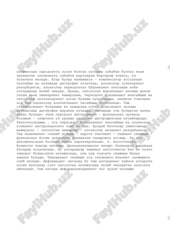 chun eng xosligi bu vertikal tish alveolyar usish va lunj tomonga egish. pastki jag' uchun esa mezial tomonga siljish va shu bilan birga til tomonga bukilish bilan birga. kombinirlangan siljishga misol bu oldingi tishlarni vertikal xarakat uzgarishi, asosan parodont kasalliklarida kuzatiladi. aytilgan deformatsiyalar qadimda xam aniq bo'lgan. xatto aristotel tishlarnig uzayishi (antogonisti bulmaganda) kuzatgan. ammo u bu tishlarni uning chin usishi deb xisoblagan. 17 tishlarni qisman yuqotilganda kuztiladigan siljishlarni (1771)guntar va (1898) grubbelar xam kuzatishgan va bu kabi uzgarishlarni ikkinchi anomaliya deb atashgan. popov-goden fenomeni adabiѐtlarda tishni olingandan sung kuzatiladigan uzgarishlar popov goden fenomeni bilan ma'lum. buni 1880 yilda v.o.popov dengiz chukkilarida oldingi yuqori frontal tishlarni olgandan sung jag'da deformatsiyan kuzatgan. bu deformatsiya pastki tishlarni siljishi va pastki jag'ning deformatsiyasi bilan namoѐn bo'lgan. kuyidagi o'zgarishlarni klinikaga kiritib bo'lmaydi sababi odamlarda tishlarnig uzayishi kuzatilmaydi. ular shakllangandan sung ya'ni ildiz uchi teshigi shakllangandan sung tish usmaydi balki emirilish xisobidan ular pasayib kaltalashadi. …