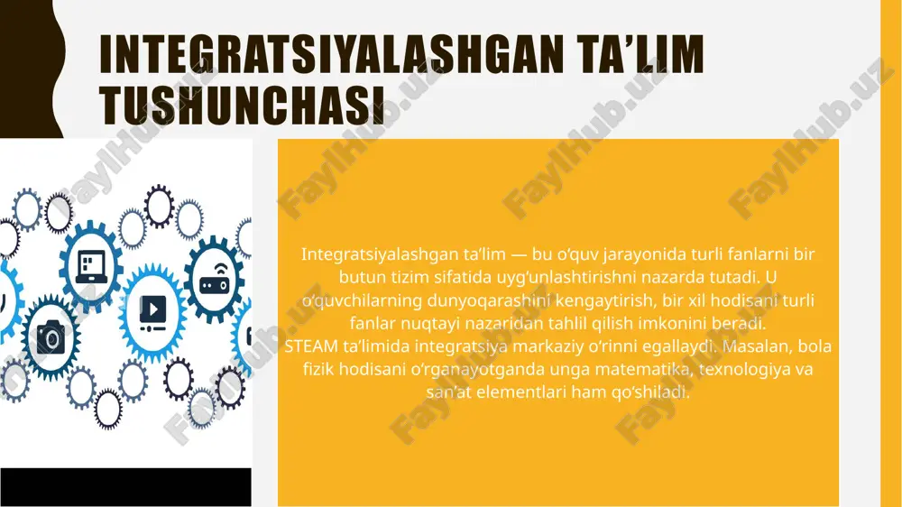 loyihani rejalashtirish; amalga oshirish va natijalarni tahlil qilish; natijani taqdim etish. natijada o‘quvchilar muammoga tizimli yondashish, tahlil qilish va kommunikativ ko‘nikmalarni rivojlantiradi. steam ta’lim muhitining pedagogik shart-sharoitlari samarali steam muhiti quyidagi pedagogik omillarga tayanadi: moslashuvchan o‘quv joylari (laboratoriya, ijodiy burchaklar, texno-maydonchalar); tajriba va eksperiment uchun xavfsiz muhit; zamonaviy axborot texnologiyalariga kirish; jamoaviy ishni qo‘llab-quvvatlovchi atmosfera. bunday muhit bolalarda “men o‘rganaman, o‘ylayman va yarata olaman” degan ichki motivatsiyani uyg‘otadi. steam yondashuvining psixologik-pedagogik asoslari psixologik nuqtai nazardan, steam ta’limi bolaning faol ishtiroki, qiziqishi va kognitiv faolligiga tayanadi. pedagogik jarayonda o‘yin, tajriba va muloqot elementlari uyg‘unlashgan holda qo‘llaniladi. bu yondashuv quyidagi natijalarga olib keladi: divergent (ijodiy) fikrlashning rivojlanishi; refleksiya va metakognitiv ko‘nikmalarning shakllanishi; kichik yoshda ilmiy tafakkur asoslarini yaratish. xalqaro tajriba va o‘zbekiston amaliyoti dunyo tajribasida steam modeli turlicha shakllarda amalga oshirilmoqda. aqshda u stem dasturlarining san’at bilan kengaytirilgan shakli sifatida joriy qilingan, koreyada esa maktabgacha ta’limdan boshlab raqamli laboratoriyalar tizimi asosida qo‘llanadi. …