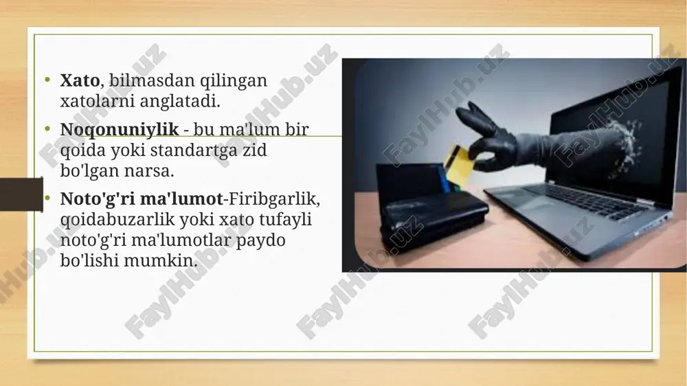 qilish tanib olish balansdan tashqari varaqlarni hisobga olish pul yuvish misollar boshqaruv va protseduralar hsobot berish jarayoni firibgarlik misollar boshqaruv tomonidan hodimlar tomonidan uchunchi shaxslar tomonidan iqtisodiyoti aktivlardan noto`g`ri foydalanish aktivlarni yo`qolishi moliyaviy qiyinchiliklar kompaniyaning qulashi oldini olish va aniqlash ichki nazorat boshqaruv ma`suliyati ma`nosi noto'g'ri hisob-kitob firibgarligi bu avvalroq tasvirlangan. odatda firibgar soxta xabar yuboradi kompaniyaga tegishli ekanligini da'vo qilib, kompaniyaga hisob-faktura mavjud bo'lmagan savdo katalogiga kiritish yoki shunga o'xshash. bank hisobidagi firibgarlik ba'zi kompaniyalar o'zlarining bank hisoblari ma'lumotlarini hisob-fakturalarida chop etishadi, qarzdorlarni to'g'ridan-to'g'ri hisob raqamiga pul to'lashga taklif qilish. shu bilan bir qatorda ular o'z to'lovlarini ikkala bank hisobini ko'rsatadigan cheklar orqali to'lashlari mumkin raqamlar va kerakli imzo qanday ko'rinishga ega. afsuski bu firibgarlarga kerakli ma'lumotlarni beradi, masalan, sozlash doimiy buyurtmalar va hisobdan va bankka to'g'ridan-to'g'ri debet ularning nazorati ostidagi hisob. belgilash orqali bu vaziyatning oldini olish mumkin "faqat depozit" hisob qaydnomasi, shunda hech kim doimiy buyurtmani o'rnatolmaydi …