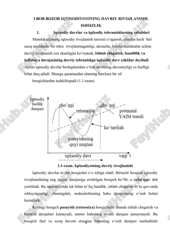 baravar oshirish, ilgari foydalanilmagan resurslarni ishga tushirish imkonini beradi. texnik va texnologik yangiliklar doim ham yaratilavermasligi iqtisodiyotdagi tebranishlarga sabab bo‘ladi. olimlarning yana bir guruhi iqtisodiy bosqichlarni siyosiy va tasodifiy vaziyatlarga bog‘lashadi. bu jarayonni monetar siyosatga bog‘laydigan olimlar ham mavjud. ya’ni, davlat qanchalik ko‘p pul bosib chiqarsa, uning qadri shunchalik kamayib boradi va aksincha, pul miqdori qanchalik kam bo‘lsa, ishlab chiqarish ko‘lamining pasayishi va ishsizlar sonining ortishi shunchalik tezlashadi. xullas, iqtisodiy bosqichlarni baholashga turli xil yondashuvlar mavjud. ammo barcha iqtisodchilar, ishlab chiqarish va bandlilik darajalarini yalpi talab va boshqacha aytganda yalpi xarajatlar miqdoriga bog‘liq, degan fikrni qo‘llab-quvvatlaydilar. chunki, korxonalar o‘z tovar va xizmatlarini ularga talab bo‘lsagina ishlab chiqaradi. boshqacha aytganda, talab katta bo‘lmasa, korxonalarda tovar va xizmatlarni katta miqdorda ishlab chiqarish foydali emas. o‘z navbatida, ishlab chiqarishda bandlilik va daromadlar darajasi ham, aynan shu sababli, past bo‘ladi. yalpi xarajatlar miqdori qanchalik ko‘p bo‘lsa, ishlab chiqarishning o‘sishi katta foyda olib keladi. shuning …