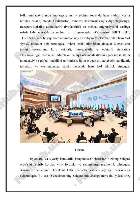 banki, islom taraqqiyot banki kabi nufuzli moliyaviy tuzilmalar bilan hamkorlik izchil yo‘lga qo‘yildi. ushbu tashkilotlar bilan tuzilgan bitimlar asosida mamlakatda yirik infratuzilmaviy loyihalar amalga oshirilmoqda. xususan, energetika, suv ta’minoti, yo‘l-transport infratuzilmasi, qishloq xo‘jaligi va raqamli iqtisodiyot sohalarida keng ko‘lamli investitsiya dasturlari amalga oshirilmoqda. xalqaro moliyaviy tashkilotlar tomonidan ko‘rsatilayotgan texnik yordam, kredit va grant mablag‘lari orqali o‘zbekistonda zamonaviy elektr stansiyalari, magistral yo‘llar, temir yo‘l liniyalari, irrigatsiya tizimlari va sanoat zonalari qurilmoqda. ushbu loyihalar nafaqat iqtisodiy o‘sishni ta’minlamoqda, balki yangi ish o‘rinlari yaratilishi, mahalliy ishlab chiqaruvchilarning faolligi oshishi va hududlar rivojlanishiga xizmat qilmoqda. ayniqsa, o‘zbekistonning yashil energetika sohasiga bo‘lgan e’tibori xalqaro hamkorlar tomonidan qo‘llab-quvvatlanmoqda. quyosh va shamol elektr stansiyalarini qurish borasida xorijiy investitsiyalarni jalb etish orqali ekologik barqarorlikni ta’minlash yo‘lida muhim qadamlar qo‘yilmoqda. ijtimoiy sohalarda ham xalqaro tashkilotlar bilan hamkorlik alohida ahamiyat kasb etadi. ta’lim, sog‘liqni saqlash, ijtimoiy himoya, ayollar va yoshlar siyosati, gender tengligi, qashshoqlikni kamaytirish kabi yo‘nalishlarda bmtning ixtisoslashgan tuzilmalari …