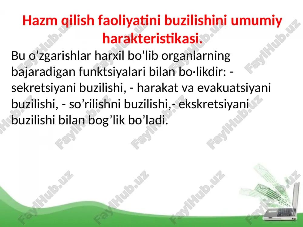 iga ega bo’lib bazal membranasi yo’q, muskul qavati kuchsiz. keng bo’shliqlari (lyukllar)bor. shuning uchun qondagi moddalar diss oralig’iga tushadi, bu esa yuqori metabolik ak­tivlikni ta’minlaydi. - jigardagi tomirlarni sfinktrlari bo’lib qon aylanishni boshqarib turadi. organizmni funksional holatiga qarab qon yoki v.porta,yoki a.hepatica orqali ko’proq oqadi. jigarni asosiy funktsiyalari. jigar organizm gomeostazni saqlashga qaratilgan ko’p qirrali muhim vazifalarni bajaradi. jigar modda almashinuvida markaziy o’rinni tutadi. boshqa organlar foydalanadigan moddalarni sintezlaydi (qon oqsillari, ivish va ivishga qarshi sistema oqsillari, glyukoza, yog’lar, keton tanachalari va boshqalar); oqsil almashinuvining oxirgi mahsu­lot-siydikchilni hosil qiladi; ovqat hazm bo’lishida muhim ahamiyatga ega bo’lgan o’t ishlab chiqaradi; organizmda hosil bo’lgan yoki tashqaridan qabul qilingan zaharli yot moddalarni zararsizlantiradi. shu bilan birga ajratuvchilik vazifasini bajaradi, ya’ni metabolizmning ba’zi mahsulotlarini, o’t va u bilan ortiqcha xolesterin, gem parchalanish mahsulotlari va jigarda zararsizlantirilgan moddalar ham o’t tarki­bida chiqariladi. jigardagi kupfer hujayralari kuchli fagotsitoz qilish qobiliyatiga ega bo’lib, immun-himoya jarayonlarida ishtirok etadi. …