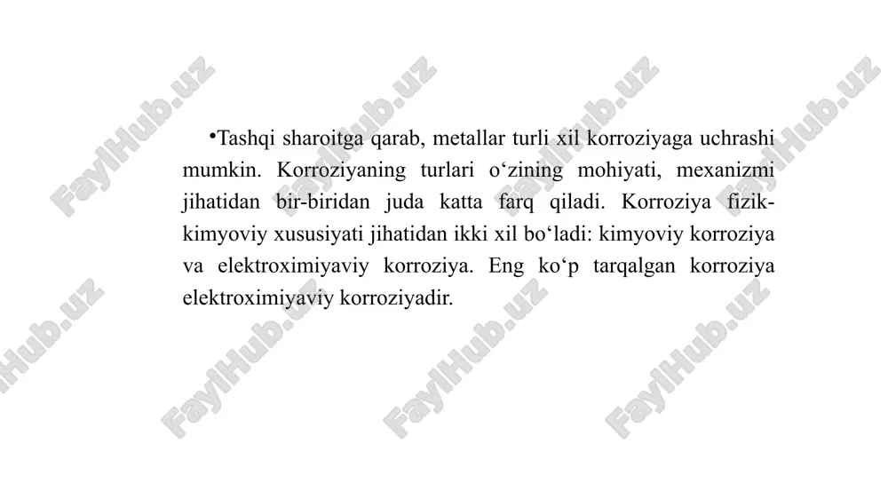 iga oksid va gidroksidlardan iborat korroziya mahsulotlari katta qarshilik ko‘rsatadi. bu mahsulotlar metall yuzasida yupqa parda hosil qiladi. bu parda metallni yana-da korroziyalanishdan saqlab qoladi. oksid yoki gidroksid pardalarning korroziyadan saqlash rolini v. a. kistyakovskiy yaxshi tekshirgan. masalan, alyuminiy temirga qaraganda yuqori musbat potensialga ega bo‘lganligi uchun temirdan ko‘ra osonroq korroziyalanishi kerak. lekin, shunga qaramasdan, atmosfera sharoitida alyuminiy korroziyaga temirdan ko‘ra ancha chidamlidir. buning sababi shundaki, alyuminiy korroziyalanib, uning sirtini zich oksid parda qoplab oladi. bu parda qalinlashgan sari (ularning qalinligi 50–100 å ga yetadi) metall ichiga davomi kirishi qiyinlashadi, natijada korroziya to‘xtaydi. ana shunday pardalar ko‘pchilik metallar yuzasida ham hosil bo‘ladi. lekin ularning korroziyadan saqlash xususiyati har xil bo‘ladi. metallar passivlanganda, ularning korroziyaga bardoshliligi kuchayadi. metallarning passivlanishida yuqorida aytib o‘tilgan oksid va shunga o‘xshash pardalar asosiy rol o‘ynashi yaxshi isbotlangan. metallarni konsentrlangan nitrat kislota bilan ishlov berilganda yoki anodda qaytarilganda ularning aktivligi yo‘qolishi – bu ularning passivlanish jarayoni deyiladi. …