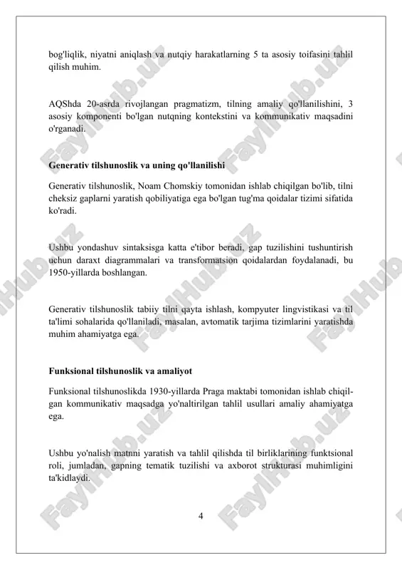 ik va fikrlash kognitiv tilshunoslik fikrlashni kategoriyalash, prototiplash va ramkalash orqali tahlil qiladi, bunda tushunchalar til orqali qanday shakllanishi o'rganiladi. mental leksikon tushunchasi kognitiv tilshunoslikda muhimdir, bu shaxsning miyasida saqlanadigan so'zlar va ularning ma'nolari, 2000 dan ortiq birlikni tashkil etadi. kognitiv tilshunoslik metaforani fikrlashning asosiy usuli sifatida ko'radi, bunda bir tushuncha sohasini boshqasiga (masalan, 'vaqt - pul' metaforasi) bog'lash muhim hisoblanadi. tarixiy-qiyosiy tilshunoslik va til evolyutsiyasi tarixiy-qiyosiy tilshunoslik 19-asrda paydo boʻlib, hind-yevropa tillari oilasining rekonstruktsiyasi orqali umumiy ildizlarni aniqlashga qaratilgan. bu tillarning evolyutsiyasini tushunishga yordam beradi. til evolyutsiyasi fonetik oʻzgarishlar, morfologik soddalashuv va sintaktik qayta qurishlar kabi jarayonlar orqali namoyon boʻladi. masalan, lotin tilidan roman tillarining paydo boʻlishi bunga misol boʻladi. grimm qonuni kabi tovush almashinish qonuniyatlari tarixiy-qiyosiy tilshunoslikda muhim rol oʻynaydi. bu qonuniyatlar tillarning 100 yillar davomidagi fonetik transformatsiyasini tushuntiradi. amaliy tilshunoslik: vaziyatlar va yechimlar amaliy tilshunoslik 20-asrning oʻrtalarida shakllandi va u til masalalarini hal etish uchun turli sohalarda …