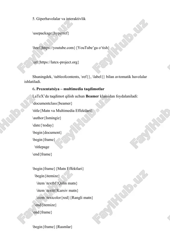 latex matn va multimedia effektlaridan foydalanish - Page 4
