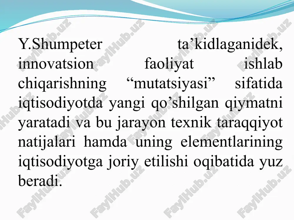 novatsion jarayon - yangi ishlab chiqaruvchilarning paydo bo’lishi, monopolist ishlab chiqaruvchi monopoliyasining buzilishi va yangi korxonalarning bozorga kirib kelish jarayoni kuzatiladi. ko‘pgina zamonaviy tadqiqotchilarning fikriga ko‘ra, bugungi kunda kompaniyalar yangi g‘oyalarni taklif qilishni, bozorga kirishning yangi usullarini ishlab chiqishni, o’zlarining sanoat bilimlarini tijoratlashtirish bosqichiga o‘tkazishi lozim. oldingi yondashuv asosan chiziqli modelga asoslangan bo‘lib, kompaniyalar o‘z g‘oyalarini yaratishi, keyin ularni ishlab chiqishi, ular asosida mahsulot yaratishi, u bilan bozorga kirishi, u yerda tarqatishi, so‘ngra unga xizmat ko‘rsatishi, moliyalashtirishi va qo‘llab-quvvatlanishi kerak. mazkur rejalarning barchasini kompaniyaning bir o‘zi amalga oshirishi kerak. bozor munosabatlari sharoitida kuchli ilmiy-tadqiqot bazasi va uzoq muddatli tadqiqot dasturlariga ega bo‘lgan yirik kompaniyalargina raqobatlasha oladi. genri chesbro tomonidan “yopiq innovatsiya” paradigmasi deb nomlangan paradigma kompaniyalarni faqat o‘zlariga ishonishga majbur qildi. ular ilmiy-tadqiqot ishlariga pul sarflaydilar, buning natijasida innovatsiyalarga erishadilar. “yopiq” kompaniyada ilmiy-tadqiqot ishlarini boshqarish mazkur paradigmaning asosi shundaki, barcha jarayonlar faqatgina ichki qarorlarga tayanib, kompaniya ichida sodir bo‘lishidir. ushbu …