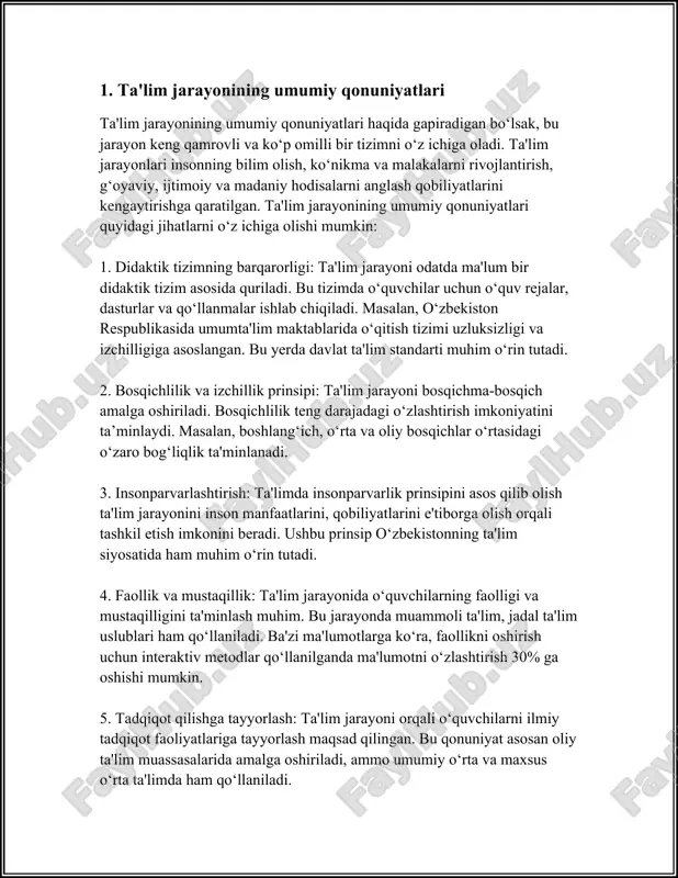 hilarning ko'p qirrali dunyoqarashini shakllantiradi. bu o'quvchilarni dolzarb muammolarga turli nuqtai nazarlardan yondashishga o'rgatadi. raqamli texnologiyalarning jadal rivojlanishi ta'limda ilmiylik prinsipini amalga oshirishda katta rol o'ynamoqda. masalan, onlayn platformalar va virtual laboratoriyalar orqali o'quvchilar jahon miqyosidagi ilmiy ma'lumotlarga osonlik bilan kirishlari mumkin. 2023 yilga kelib, ko'plab ta'lim muassasalari bu imkoniyatlardan faol foydalanmoqda. o'quvchilarning raqamli savodxonligini oshirish ham muhim ahamiyat kasb etadi. ta'lim tizimida ilmiylik prinsipining tatbiqi nafaqat amaliy manfaatlarni, balki madaniy-etik qadriyatlarni ham rivojlantiradi. o'quvchilarni ilmiy yondashuvga o'rgatish ularni mantiqan to'g'ri fikrlashga, o'z bilim darajasini oshirishga undaydi. shu sababli, mamlakatning kelajakdagi rivojlanishi uchun ta'lim tizimida ilmiylik prinsipi yanada mustahkamlanishi zarur. shunday qilib, ta'limda ilmiylik prinsipining amalga oshirilishi nafaqat ta'lim sifatini oshirish, balki jamiyatning intellektual salohiyatini mustahkamlash, raqobatbardosh kadrlarni tayyorlash va barqaror ijtimoiy-iqtisodiy rivojlanishni ta'minlaydi. bu prinsip ta'lim jarayonida keng tatbiq etilib, o'quvchilarni zamon talablari darajasida tayyorlashda muhim ahamiyat kasb etadi. ilmiylik prinsipining keng qo'llanilishi mamlakatning ta'lim sohasida yuqori natijalarga erishishini …