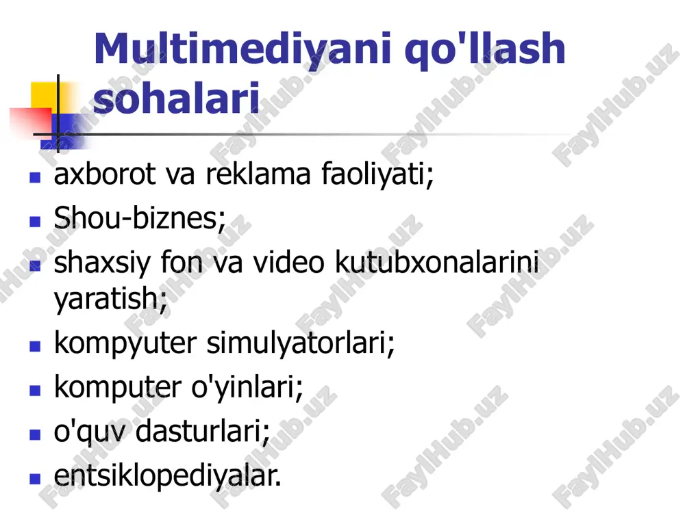 aqamli ovoz yozish texnologiyalariga, ya'ni ovoz muharrirlariga yo'naltirilgan dasturlar. ovoz muharrirlari  ovozni zarb qilish (ovozli muharrirlar orasida etakchilardan biridir )  cooledit pro (mikrofondan ovoz kartasi orqali ovoz yozib olishga imkon beradi )  powertracks pro (16 kanalgacha audio yozuvlarni yozib olish, ijro etish va kuzatishga imkon beradi )  ammadadillik (bir nechta treklarni bir-biri bilan birlashtirishga imkon beruvchi ovoz muharriri) raqamli ma'lumotlarni siqish sabablari  agar biz diskka "xom" (siqilmagan) tovushni yozsak, unda yozib olishning bir daqiqasi 10 mb atrofida bo'lishini hisoblash oson, ya'ni. ovozli qismlarni yozib olish uchun disk maydoni sarfi juda yuqori bo'ladi.  ovoz signalini siqish va uning teskari dekompressiyasi maxsus dasturiy ta'minot modullari tomonidan amalga oshiriladi kodeklar (kodlovchi-dekoderlar tomonidan).  ovoz signalining siqilish koeffitsientini tavsiflash uchun foydalaning bitreyt - audio signalni tiklashda siqilgan ma'lumot dekoderga kirishi kerak bo'lgan bit tezligi. bitrate  u sekundiga kilobit (kbps) bilan o'lchanadi va masalan, u 128 kbit / …