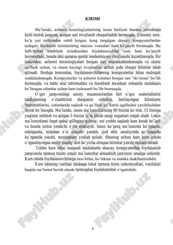 mashishning sifati boshqaruv qarorlariga ta‘sir ko‗rsatadi. kommunikatsiyaning majlislar, xizmat yozuv-chizuvlari, telefon orqali muloqotlar, xisobotlar, videotasmalar va yuzma-yuz suxbatlar orqali ko‗pgina muammolarni xal qilishda yordam beradi. korxona tashqi muhit bilan aloqa bog‗lashda, turli-tuman vositalardan foydalanadi. mavjud haridorlar bilan ular reklama orqali bog‗lanibgina qolmay, maxsulotni bozorga olib kiradigan boshqa dasturlardan ham foydalanadi. axborotlar korxona ichida bosqichma-bosqich, ya‘ni vestikal kommunikatsiyalar orqali o‗tadi. axborotlar yuqori boshqaruv organlaridan, pastki organlarga o‗tadi. shuningdek pastki organlardan yuqori boshqaruv bo‗limlariga axborotlar oqimi keladi. aynan ikkinchi jarayon korxonalarda ijobiy o‗zgarishlarga olib keladi. korxonada vertikal kommunikatsiyalardan tashqari, gorizontal kommunikatsiyalar ham mavjud. ma‘lumki korxonalarda turli-xil funksional bo‗limlar, sexlar va boshqa bo‗limlarning mavjudligi ular orasidagi axborot oqimining kerakligini anglatadi. masalan, fundamental texnologiya asosida, korxona turli-xil maxsulotlar ishlab- chikarishi mumkin, shuning uchun ham marketing bulimining axborot axamiyatligini saklab koladi va uning talablarini o‗z vaqtida qondirilishini ta‘minlaydi. elektron kommunikasiya hozirgi zamonda borgan sari katta ahamiyat kasb etmoqda. butun, axborot oqimlarining har yili ko‘p marta …
