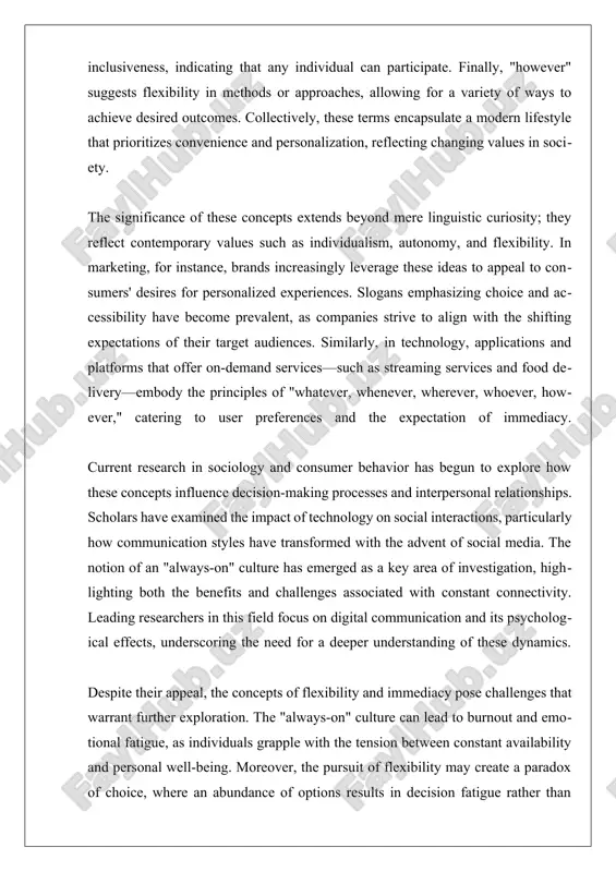 s integrated into marketing approaches, reflecting broader societal shifts towards individualism and convenience. to begin with, flexibility in marketing refers to the ability of brands to respond to consumer needs in a dynamic manner, allowing for customization and real-time engagement. this approach contrasts sharply with traditional marketing strategies that often relied on one-size-fits-all campaigns. instead, modern brands are leveraging data analytics and consumer insights to tailor their offerings and communications. for instance, companies like spotify and netflix utilize algorithms to analyze user preferences and behaviors, enabling them to recommend content that aligns with individual tastes. this not only enhances user satisfaction but also fosters a sense of connection between the consumer and the brand, as users feel that their unique preferences are recognized and valued. furthermore, the concept of flexibility extends beyond product offerings to encompass the timing and location of marketing efforts. with the advent of mobile technology and …