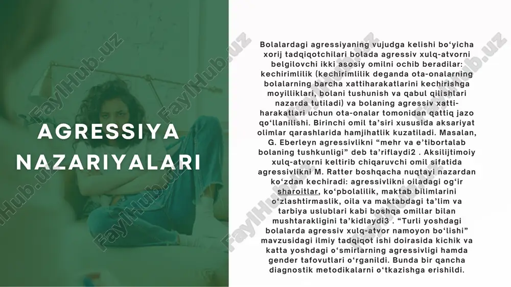 o`zgart ir ish yo`l i bi lan o`smirlarning xulq-atvoriga to`g`r idan-to`g`r i ta`sir ko`rsatish mumkin. https://fayllar.org/reja-ilk-bolalik-davrida-psixikasining-rivojlanishi-predmetli.html o`smirlar nihoyatda taqlidchan bo`lib, ularda hali aniq bir fikr, dunyoqarash shakllanmagan bo`ladi. ular tashqi ta`sirlarga va hissiyotlarga juda beriluvchan bo`ladilar. shuningdek, ularga mardlik, jasurlik, tantilik ham xosdir. tashqi ta`sirlarga beriluvchanlik o`smirda shaxsiy fikrni yuzaga kelishiga sabab bo`ladi, lekin bu shaxsiy fikr aksariyat hollarda asoslanmagan bo`ladi. shuning uchun ham ular ota-onalarning, atrofdagi kattalarning, shuningdek, ustozlarning to`g`ri yo`lni ko`rsatishlariga qaramay, o`z fikrlarini o`tkazishga harakat qiladilar. juda ko`p o`smirlar bu davrda chekish hamda spirtli ichimliklarga qizikib qoladilar. katta odam, shuningdek chekuvchi, ichuvchi singari yangi rollarda o`zini qo`lay xis qiladi. bunday holatlarga tushgan o`smir juda tashvishga tushadi va unda krizis holati yo`zaga keladi. bu krizis o`smirning ma`naviy o`sishi, shuningdek, psixikasidagi o`zgarishlar bilan ham bog`liqdir. bu davrda bolaning ijtimoiy mavqei o`zgaradi, o`zining yaqinlari, do`stlari, tengdoshlari bilan yangi munosabatlar yuzaga keladi. lekin eng katta o`zgarish uning. ichki dunyosida yuzaga keladi. …