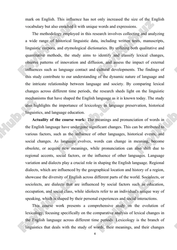 comparative approach, we will analyze shifts in word meanings, neologisms, and disappearance of terms throughout various eras of english history. we begin by exploring old english and middle english, focusing on how external factors like invasions influenced the formation of unique lexicons during these epochs. subsequently, we delve into early modern and late modern english stages, observing transitions brought upon by social change, scientific advancements, and cultural movements that shaped distinctive vocabularies specific to each period. finally, this course addresses contemporary developments such as digitalization, globalization, and multiculturalism influence current trends in modern english lexis. overall, students gain an appreciation for the dynamic nature of language, enrich their understanding of english etymologies, and foster sensitivity towards cross-linguistic influences shaping our daily interactions with words. keywords: lexicology, diachronic analysis, synchronic analysis, english history, etymology. practical values of research work: social factors, such as social class, education, and occupation, can significantly impact …