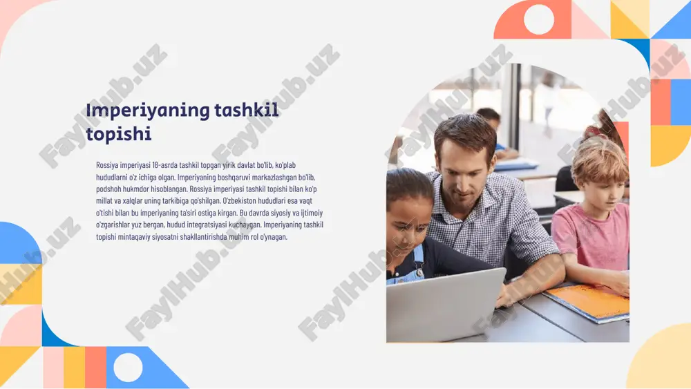 irga, mahalliy madaniyat va siyosiy mustaqillikka cheklovlar qo'yildi. sanoat va savdo tarmog‘i paxta ishlab chiqarish asosiy sanoat tarmog‘i bo‘lib, bu hudud iqtisodiyotini mustahkamladi. savdo yo‘llari rossiyaning boshqa hududlari bilan aloqalarni kuchaytirdi. shuningdek, temir yo‘l tarmoqlarining kengayishi savdo hajmini oshirdi. o'zbekiston rossiya imperiyasi davrida sanoat va savdo tarmog‘ida sekin rivojlandi. asosan paxta va boshqa qishloq xo‘jaligi mahsulotlari eksport qilindi. sanoat korxonalari ko‘proq shahar markazlarida joylashdi. qishloq xo‘jaligi yangilanishi paxta plantatsiyalari ko'paytirilib, hosildorlik yaxshilandi. qishloq xo‘jaligi texnikasi va sug'orish tizimlari yangilandi. bu rivojlanish mahalliy dehqonlar hayotini o'zgartirishga yordam berdi. rossiya imperiyasi davrida o'zbekiston qishloq xo‘jaligida sezilarli yangilanishlar yuz berdi. asosan paxta yetishtirish kengaytirilgan va yangi texnologiyalar joriy qilingan. bu o'zgarishlar iqtisodiy o'sishga katta ta'sir ko'rsatdi. xulosa o'zbekiston rossiya imperiyasi davrida siyosiy va iqtisodiy tizimlarda katta o'zgarishlarga duch keldi. rossiya hukmronligi ostida turli hududlar birlashtirildi va boshqaruv markazlashtirildi. agrar islohotlar va sanoat rivoji ba'zi ijobiy jihatlarni olib keldi. biroq, mahalliy madaniyat va an'analar …