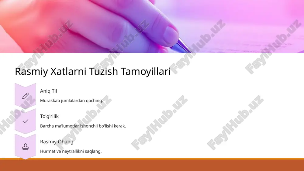 ms qisqa matnli xabarlar. telefon raqami orqali yetkazish. bulutli xizmatlar ma'lumotlarni saqlash va almashish. katta hajmli fayllarni yuborish. 22 aloqa evolyutsiyasi qadimgi aloqa xabarchilar va signal olovlari. matnli aloqa usullari rivoji. telegraf davri elektr telegrafining ixtiro qilinishi. telegrammalarning paydo bo'lishi. raqamli davr internet va mobil aloqa. zamonaviy kommunikatsiya vositalari. 23 kelajakdagi tendensiyalar ai integratsiyasi xabarlarni avtomatik tahlil qilish. shaxsiy yordamchilar yaratish. virtual haqiqat immersiv aloqa platformalari. yangi muloqot tajribalari. global bog'liqlik chegara bilmas aloqa. madaniyatlararo muloqotni rivojlantirish. 24 image2.png image3.png image4.png image5.png image6.png image7.png image8.png image9.png image10.png image11.png image12.png image13.png image14.png image15.png image16.png image17.png image18.png image19.png image20.png image21.png image22.png image23.png image24.png image25.png image26.png image27.png image28.png image29.png image30.png image31.png image32.png image33.png image34.png image35.png image36.png image37.png image38.png image39.png image40.png image41.png image42.png image43.png image44.png image52.png image45.png image46.png image47.png image48.png image49.png image50.png image51.png image53.png image54.png image55.png image56.png image57.png image58.png image59.png image60.png image61.png