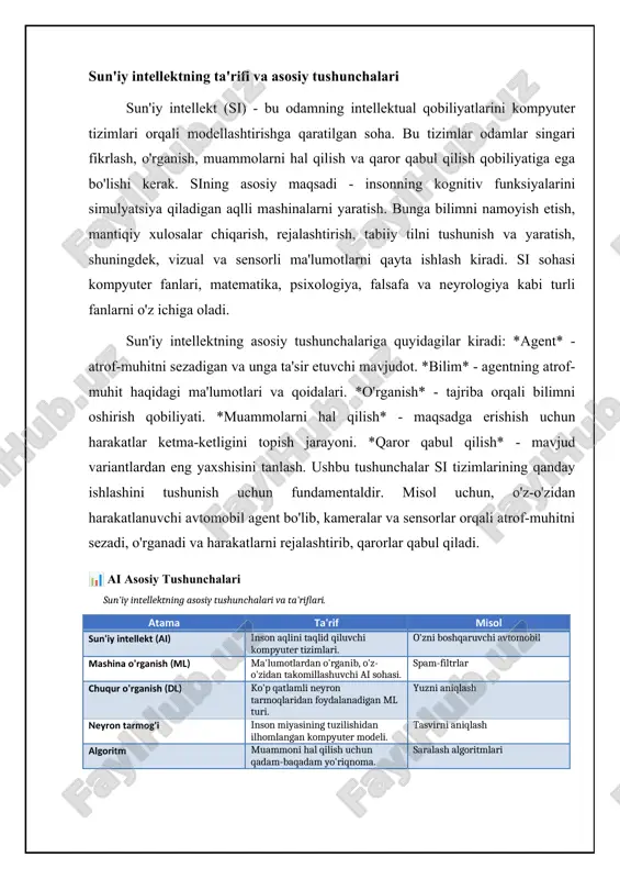imga qo'shimcha 13 trillion dollargacha hissa qo'shishi mumkin. si automatlashtirish orqali ishlab chiqarish, logistika va xizmat ko'rsatish sohalarida xarajatlarni kamaytiradi. shuningdek, si asosida ishlaydigan analitik vositalar kompaniyalarga mijozlarning xatti-harakatlarini yaxshiroq tushunishga va shunga mos ravishda marketing strategiyalarini optimallashtirishga yordam beradi. ammo, sining iqtisodiy ta'siri faqatgina ijobiy emas. ish o'rinlarini yo'qotish xavfi mavjud, ayniqsa, takroriy va standartlashtirilgan vazifalarni bajaruvchi ishchilar uchun. shunga qaramay, yangi ish o'rinlari ham yaratiladi, masalan, si tizimlarini ishlab chiqish, qo'llab-quvvatlash va boshqarish sohalarida. iqtisodiyotning siga moslashuvi davom etar ekan, hukumatlar va kompaniyalar ishchilarni qayta tayyorlash va yangi ko'nikmalarga o'rgatishga sarmoya kiritishlari muhim. bundan tashqari, si texnologiyalaridan foydalanishda axloqiy me'yorlarga rioya qilish, adolat va tenglikni ta'minlash zarur. ⚖️ sun'iy intellektni solishtirish sun'iy intellektning turli turlari va ularning xususiyatlari item o'rganish qobiliyati murakkablikni hal qilish avtomatlashtirish darajasi qo'llanilish sohasi keng ai yuqori yuqori yuqori ko'p qirrali tor ai past o'rta o'rta ma'lum sohalar sun'iy ong nazariy nazariy yuqori umumiy …