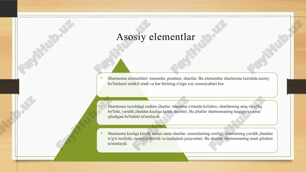 beradi, ammo vaqt va resurslarni talab qiladi. iqtisodiy usul esa, ayniqsa, moliyaviy tomonlarni hisobga oladi. amaliy misollar sifatida, muvaffaqiyatli shartnoma nizolarini hal qilishda mediatsiya va arbitratsiya keng qo‘llaniladi. bu usullar muammoni tez va samarali hal qilishga yordam beradi. photo by vitaly mazur on unsplash 1 2 3 qishloq xoʻjaligida shartnoma munosabatlari qishloq xoʻjaligida shartnoma munosabatlari muhim ahamiyatga ega, chunki ular ishlab chiqarish samaradorligini oshiradi, risqni kamaytiradi va barqaror iqtisodiy rivojlanishga yordam beradi. rivojlanishi davomida yangi texnologiyalar va huquqiy me'yorlar joriy etilmoqda, kelajakda esa shartnoma munosabatlari yanada raqamli va innovatsion bo‘lishi kutilmoqda. photo by kanchanara on unsplash tahlil va tavsiyalar muammolarni hal qilishda statistik ma'lumotlar, ekspert fikrlari va amaliy tajribalar asosida tahlil qilish muhim. kelajakda qonunchilikni takomillashtirish, iqtisodiy va ijtimoiy o‘zgarishlarni qo‘llab-quvvatlash, innovatsion yondashuvlarni joriy etish tavsiya etiladi. xulosa shartnoma tushunchasi va uning qishloq xo‘jaligidagi roli muhim. asosiy elementlar va tuzish jarayoni, shartnoma turlari va ularning ahamiyati, muammolar va hal qilish …