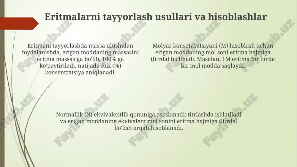 eritmalar kimyosi aniq konsentratsiyali eritmalar tayyorlash - Page 4