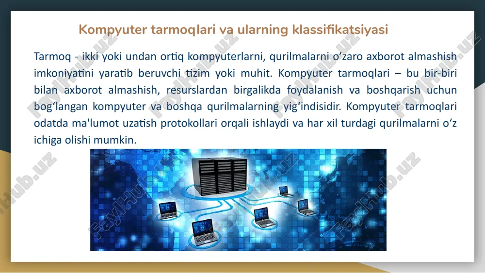 on domofon 32-bitli manzil – ipv4 manzillari 4 ta oktetdan (baytdan) iborat bo‘lib, har biri 0 dan 255 gacha qiymat olishi mumkin. masalan: 192.168.1.1 decimal ko‘rinish – ipv4 manzillari nuqta bilan ajratilgan decimal raqamlar sifatida yoziladi. manzil sinflari – ipv4 manzillari a, b, c, d va e sinflariga bo‘linadi. tarmoq va host bo‘limi – subnet mask orqali tarmoq qismi va host qismi aniqlanadi. bevosita broadcast (ko‘pchilikka uzatish) – ipv4-da broadcast manzillar mavjud bo‘lib, barcha qurilmalarga ma’lumot uzatishga imkon beradi. nat (network address translation) – ipv4 manzillar yetishmovchiligi sababli, nat texnologiyasi orqali bitta global ip orqali bir nechta lokal ip-larni internetga ulash mumkin. created by dimon domofon ip address, ipv4 ip-manzillar 5 ta sinfga bo'linadi (a, b, c, d, e). a, b va c tijorat manzillash sinflaridir. d multicast uchun, e klassi esa tajriba uchun. sinf a: 1.0.0.0 — 126.0.0.0, maska 255.0.0.0 sinf v: 128.0.0.0 — 191.255.0.0, maska 255.255.0.0 sinf s: …