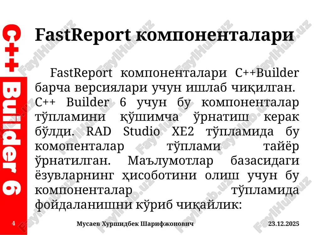 fastreport va rave report komponentalar palitrasi - Page 4