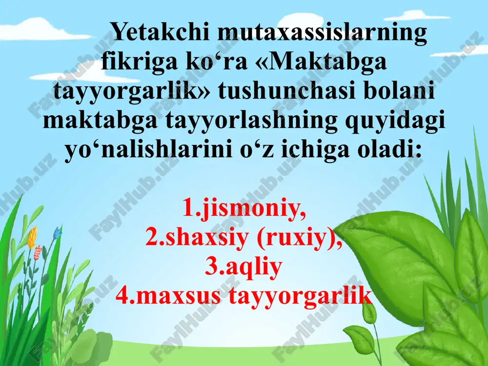 bolalarni maktabga tayyorlash bosqichlari taqdimoti - Page 4