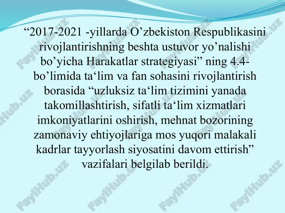 pul o’quvchining ortidan boradi gan tamoyilda mablag’lar muassasaga o’quvchi soniga ko’ra ajratiladi, agar o’quvchi boshqa maktabga yoki bog’chaga o’tib ketsa, pul ham uning orqasidan shu muassasaga o’tib ketadi. jon boshiga qarab moliyalashtirishdan iborat muqobil mexanizmini tanlash quyidagi natijalarga erishishga qaratilgan:  ta‘limga ajratilgan byudjet mablag’larini taqsimlash jarayonining shaffofligi, obyektivligi va aniqligini oshirish, muassasa byudjetini tuzish va tasdiqlash jarayonlarida turli xil kelishuvlar, muvofiqlashtirishlarga ketadigan vaqtni kamaytirish;  xarajatlar asosida moliyalashtirish tamoyilidan voz kechish;  muassasa darajasida resurslardan foydalanish samaradorligini oshirish (ta‘lim sifati va samaradorligini oshirish maqsadida), ota-onalar hamda vasiylik (kuzatuv) kengashlari oldidagi hisob berish tizimini yaxshilash. rossiyada moliyalashtirish formulasini qo’llash amaliyotida quyidagi omillarni hisobga oluvchi koeffitsientlar ishlatiladi:  maktablarning joylashgan o’rnidagi farqlar (shahar va qishloq maktablari);  maktablarning hajmlaridagi farqlar (maktablarning fizik o’lchamlari: bino va inshootlarining hajmi, isitish tizimi, egallab turgan maydoni va sh.k);  ta‘lim turidagi farqlar (boshlang’ich ta‘lim, kasb-hunar ta‘limi, umumiy ta‘lim va sh.k.);  aqliy rivolanishda ortda qolgan …