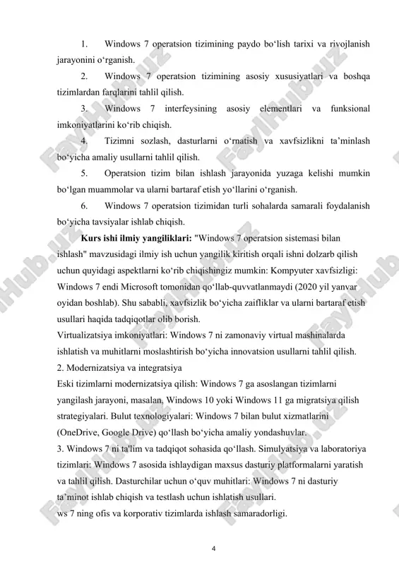 hiqarilgandan keyin boshlandi. microsoft dasturchilari foydalanuvchilardan olingan fikr-mulohazalarni hisobga olgan holda, tizimni yangilashga kirishdilar. 2008-yilda windows 7 ning ilk beta versiyasi taqdim etildi va foydalanuvchilar tomonidan sinovdan o‘tkazildi. keyinchalik tizimning rc (release candidate) versiyasi chiqarildi, bu versiyada asosiy xatolar va muammolar bartaraf etildi. windows 7 ning asosiy xususiyatlari windows 7 nafaqat vista tizimidagi muammolarni bartaraf etdi, balki foydalanuvchilar uchun yangi imkoniyatlarni ham taqdim etdi: ish stoli interfeysining takomillashtirilishi: aero glass funksiyasi yaxshilandi, "taskbar" (vazifalar paneli) interfeysi osonlashtirildi. tezlik va samaradorlik: tizim yengilroq bo‘lib, nisbatan kuchsiz apparat vositalarida ham barqaror ishladi. qidiruv tizimining takomillashtirilishi: windows search funksiyasi bilan tezkor fayl qidirish imkoniyati yaratildi. tizim xavfsizligi: uac (user account control) optimallashtirildi va zararli dasturlardan himoya qilish yaxshilandi. qo‘llab-quvvatlash kengaytmasi: 64-bitli versiyalar bilan moslik oshirildi, ko‘p sensorli ekran texnologiyalari (multi-touch) uchun qo‘llab-quvvatlash joriy qilindi. windows 7 ning ommabopligi va ta’siri windows 7 chiqarilganidan keyin juda tez mashhurlikka erishdi. u foydalanuvchilarning yuqori baholarini oldi …