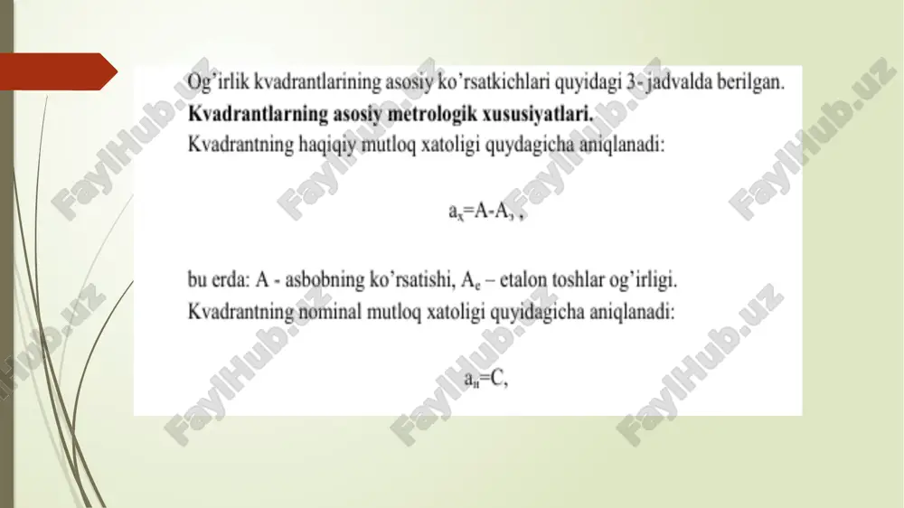 ogʼirlik kvadrantlarining asosiy metrologik xususiyatini oʼrganish - Page 4