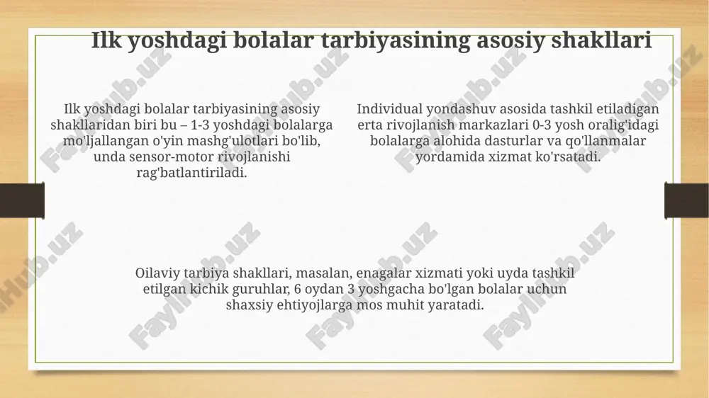 ilk yoshdagi bolalar tarbiyasini tashkil etish shakllari - Page 4