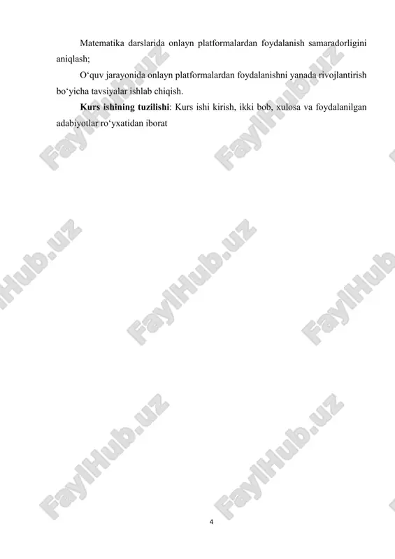 lish imkonini beradi.1 matematikani o‘qitishda raqamli ta’lim muhitining ahamiyatini tushunish uchun, avvalo, ushbu sohada mavjud bo‘lgan ilmiy ishlar va resurslarni tahlil qilish zarur. maqolalarda raqamli ta’lim texnologiyalarining ta’lim jarayoniga qanday ta’sir ko‘rsatishi va uning samaradorligini qanday oshirishi haqida keng ma’lumotlar berilgan. adabiyotlarni tahlil qilishda quyidagi asosiy yo‘nalishlarga e’tibor qaratish mumkin: 1. raqamli ta’lim muhitining rivojlanishi: raqamli ta’lim muhitining o‘rni va uning ta’lim jarayoniga qo‘shgan hissasini o‘rganish uchun zamonaviy tadqiqotlar va maqolalar asosida o‘qitishning yangi yondashuvlari tahlil qilindi. misol uchun, khan academy (2023) va coursera (2023) kabi raqamli ta’lim platformalarida matematikani o‘qitishda foydalaniladigan metodlar va vositalar ko‘rib chiqilgan. ushbu platformalar nafaqat o‘quvchilarga interaktiv ta’limni taklif 1 geogebra. (2023). "interactive tools for mathematics teaching." 6 qiladi, balki o‘qituvchilarga ham o‘quv jarayonini nazorat qilish va individual yondashuvlarni amalga oshirish imkonini beradi. 2. geogebra va wolfram alpha: geogebra va wolfram alpha kabi dasturlarning matematikani o‘qitishda o‘quvchilarning tushunishini yaxshilashdagi roli o‘rganilgan. geogebra (2023) matematik tushunchalarni …